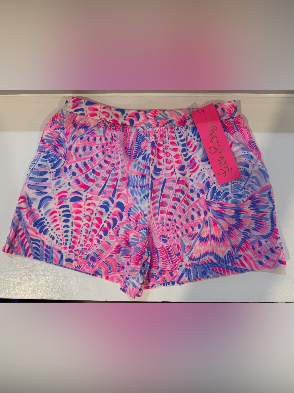 Lilly Pulitzer Girls Ygritte Shorts Raz Berry Sea You Soon M (6-7) NWT